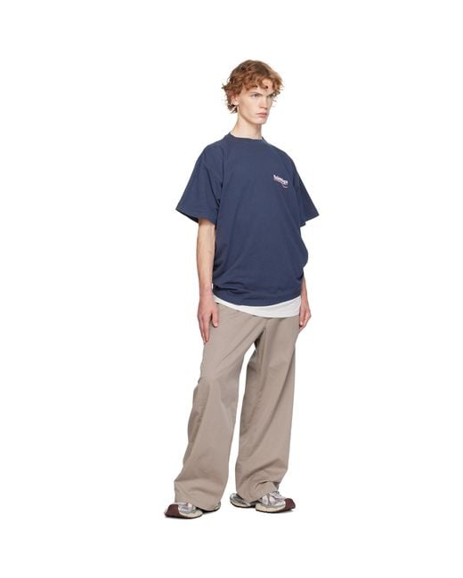 Balenciaga Blue Political Campaign Double T-Shirt for men