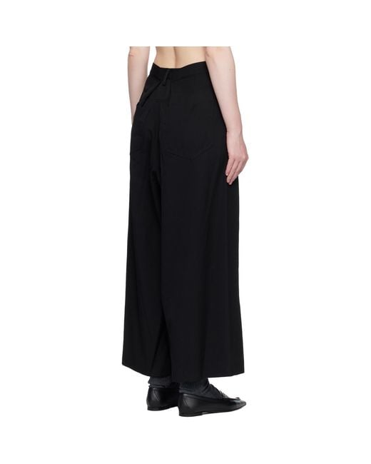 Yohji Yamamoto Black Gabardine Asymmetry baggy Trousers