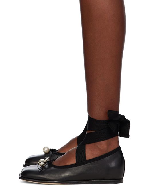 Simone Rocha Brown Black Heart Toe Ribbon Bow Ballerina Flats