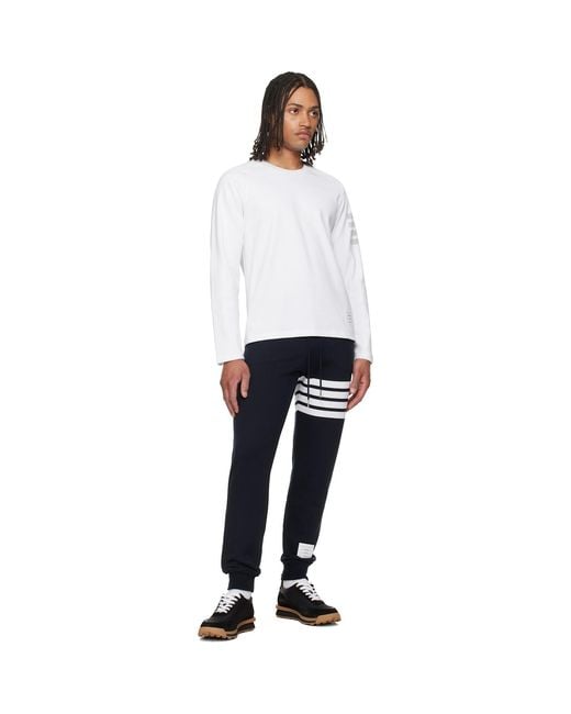 Thom Browne White Milano Cotton 4-Bar T-Shirt for men