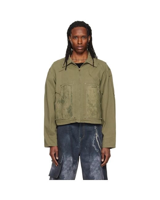 we11done Green Vintage Pin-Tucked Work Jacket for men