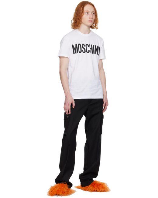 T-shirt blanc à logo imprimé Moschino pour homme en coloris White