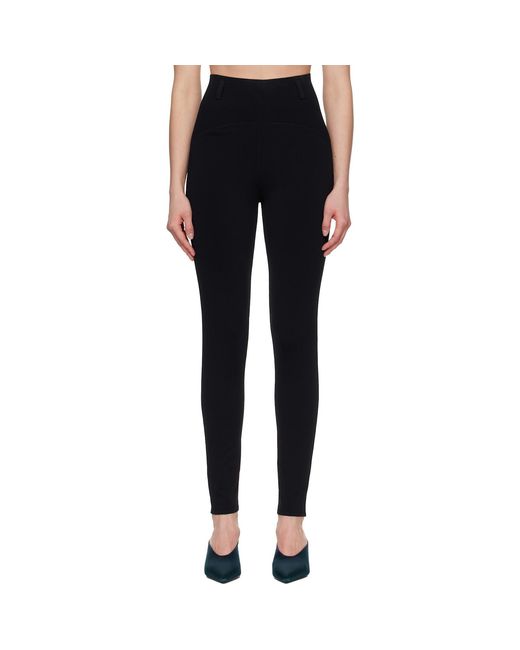 Alaïa Black Rib Belt Loop Leggings