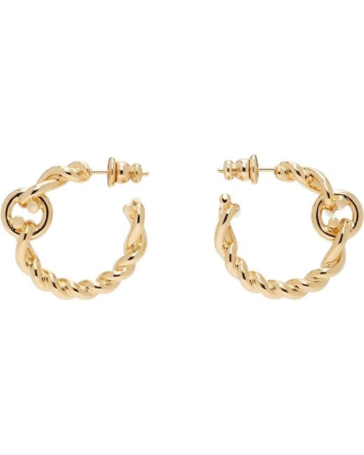 Ferragamo Metallic Twisted Chain Gancini Hoop Earrings