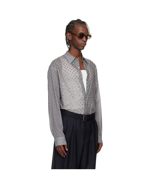 Dries Van Noten Black Sequinned Shirt for men