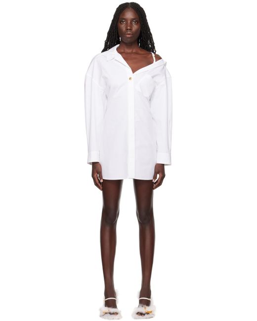 Jacquemus Black White Les Classiques 'la Mini Robe Chemise' Mini Dress