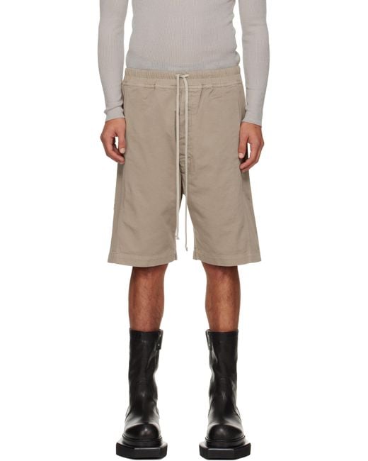 Rick Owens Natural Taupe Concordians Pusher Shorts for men