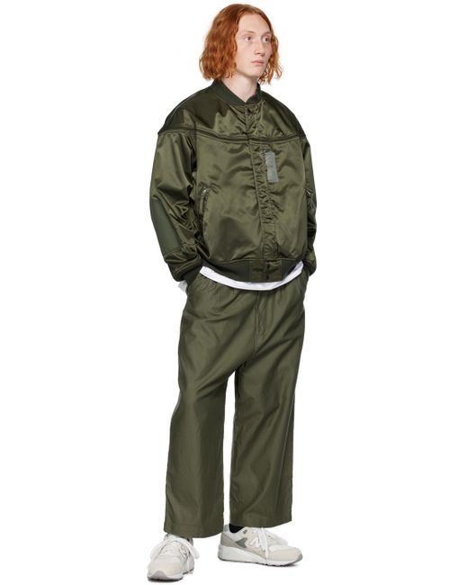 Comme des Garçons Green Khaki Paneled Bomber Jacket for men