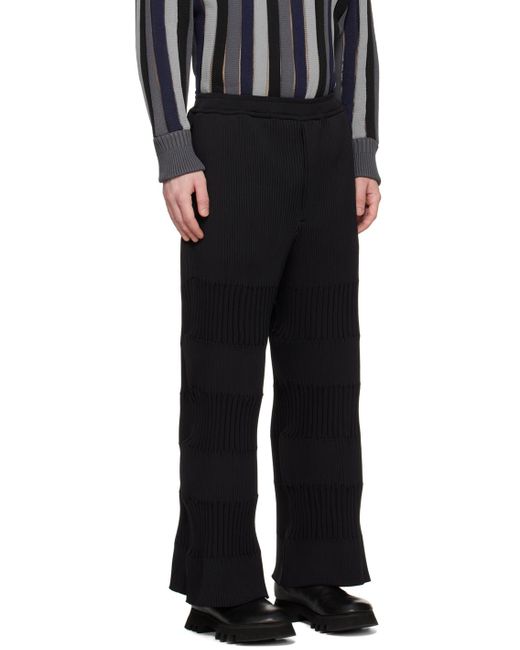 CFCL Black Elasticated Waist Fluted Knit Pants for men