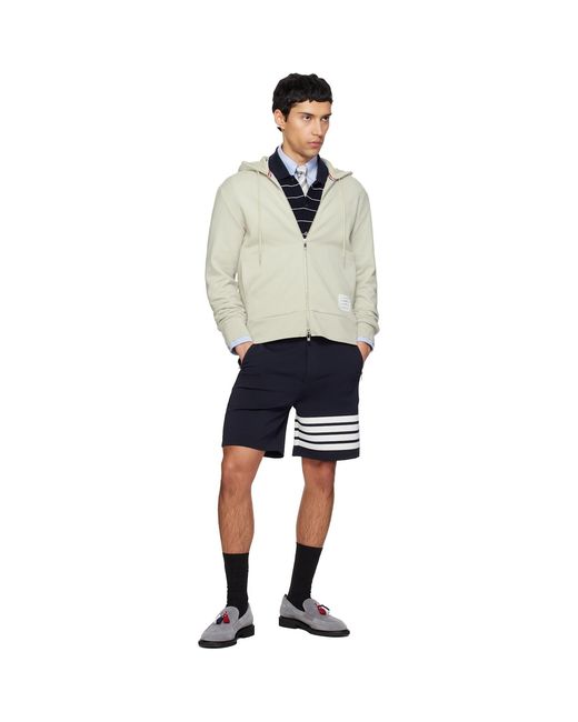 Thom Browne Black Loopback Jersey 4-Bar Zip Up Hoodie for men
