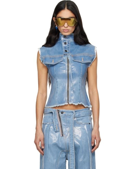 OTTOLINGER Blue Glazed Denim Zip Top