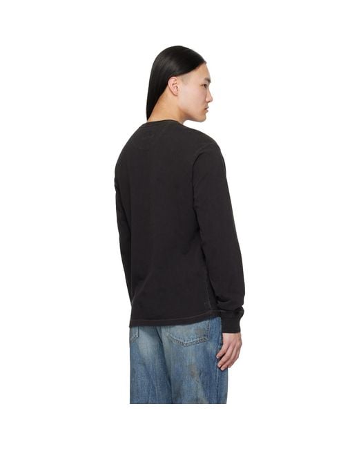RRL Black Jersey Henley for men