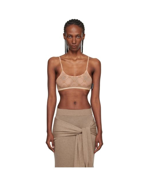 MARINE SERRE Black Tan Recycled Mesh Flock Bralette