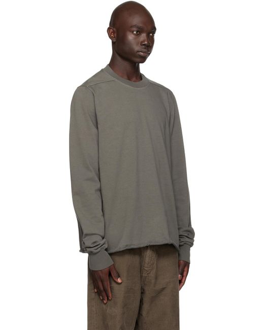 Rick Owens Black Gray Rolled Edge Sweatshirt for men