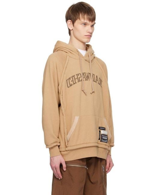 Undercover Natural Tan Embroide Hoodie for men