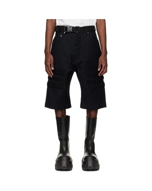 Rick Owens Black Temple Cargo Geth Shorts for men