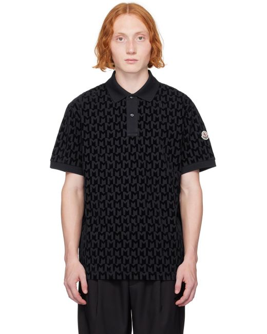 Moncler Black Monogram Polo for men