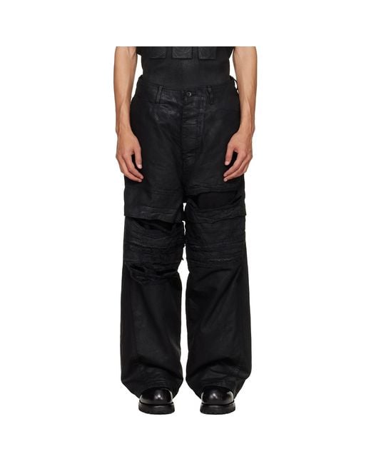 Julius Black Coated Destroy Baggy Jeans for men