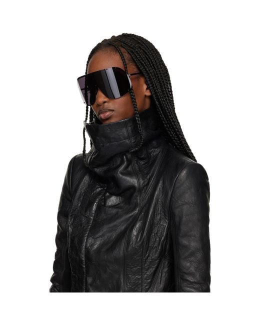 Rick Owens Black Temple Shield Sunglasses