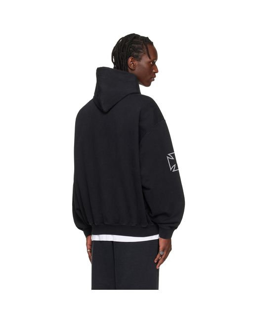 Vetements Black Triple Biker Cross Logo Hoodie for men