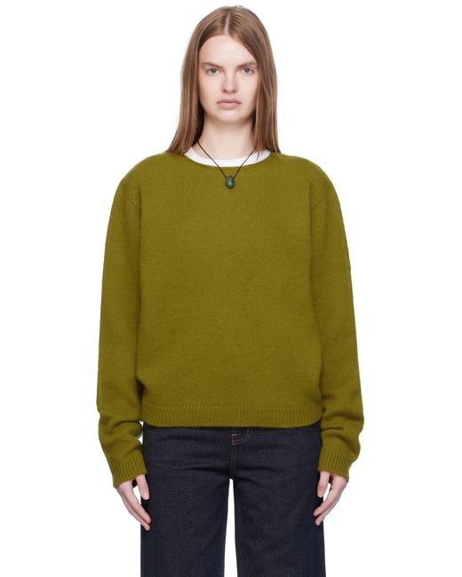 ARCH THE Women's Green Wide Neck Cashmere Pullover Sweater