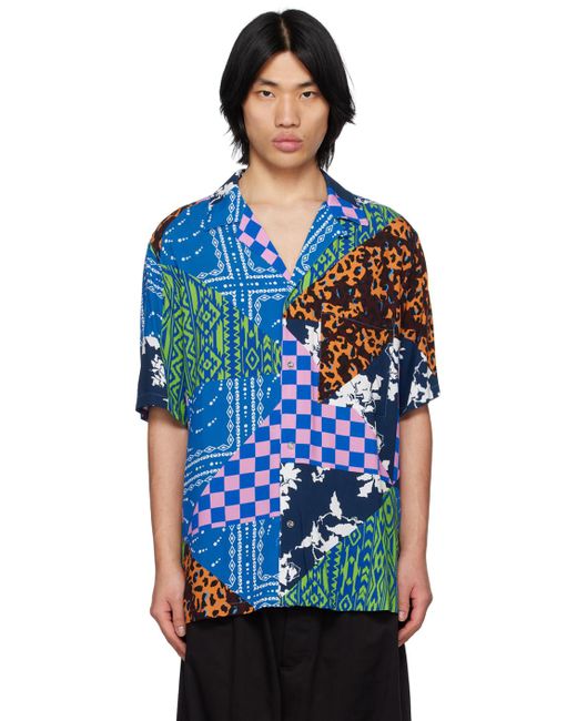 Marcelo Burlon Blue Multicolor Mix&match Hawaii Shirt for men
