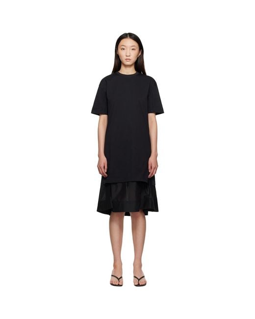 3.1 Phillip Lim Black Oversized T-Shirt Combo Midi Dress