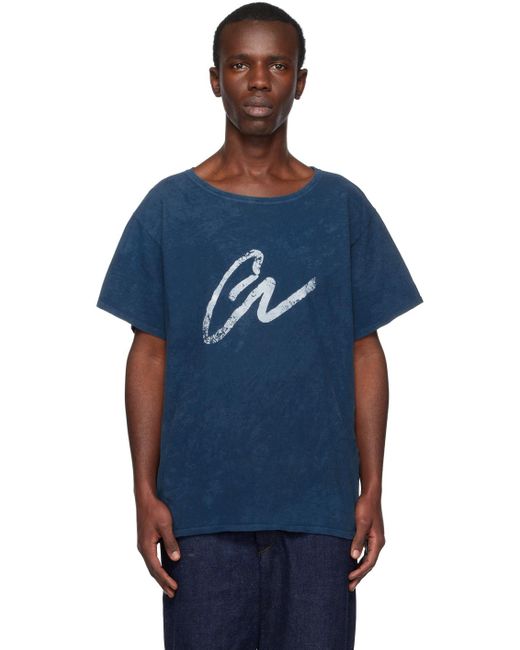 Greg Lauren Blue 'gl' T-shirt for men