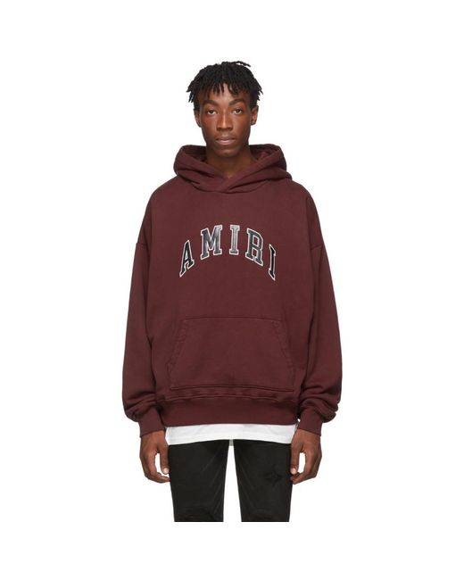 Amiri Multicolor Burgundy College Logo Hoodie for men