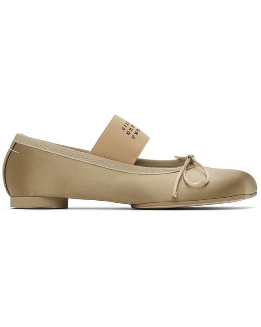 Ballerines Kaki En Satin À Bout Anatomique Et À Logos MM6 by Maison Martin Margiela en coloris Black