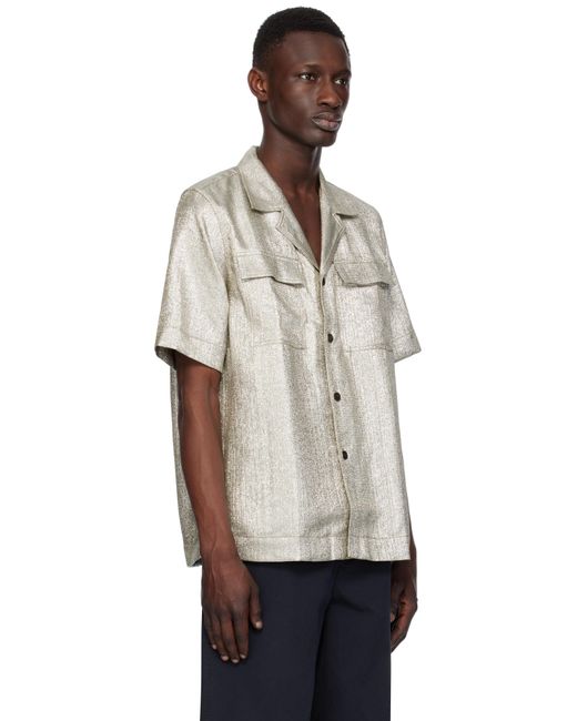 メンズ Dries Van Noten シルバー ラメ シャツ Multicolor