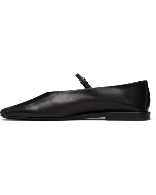 Jil Sander Black Buckle Strap Ballerina Flats
