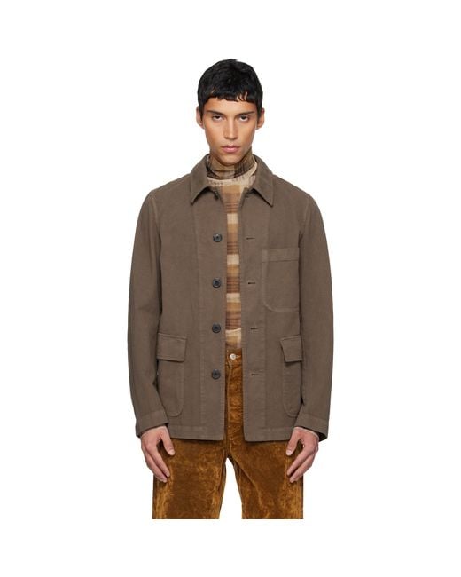 Dries Van Noten Brown Twill Jacket for men
