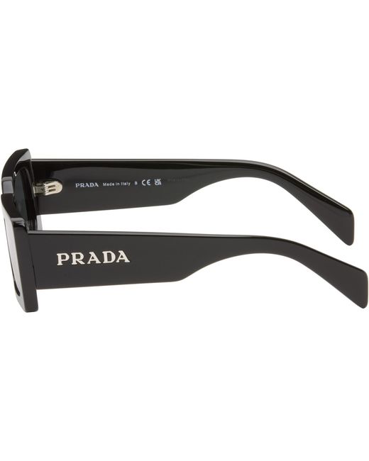 Prada Gray Rectangle Acetate Script Logo Sunglasses