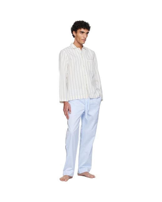 Tekla White Poplin Long-Sleeved Pyjama Shirt for men