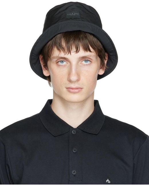 Rag & Bone Satin Ragbone Addison Bucket Hat in Black for Men | Lyst UK