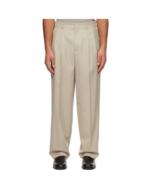 LE17SEPTEMBRE Natural Two Tuck Wool Trousers for men