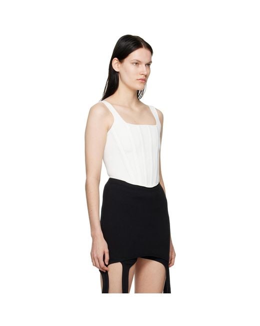 Dion Lee Black White Pointelle Corset Tank Top