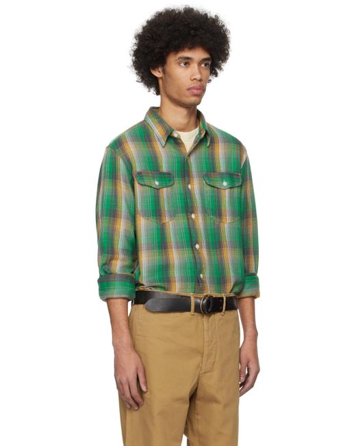Chemise vert et jaune à carreaux RRL pour homme en coloris Green