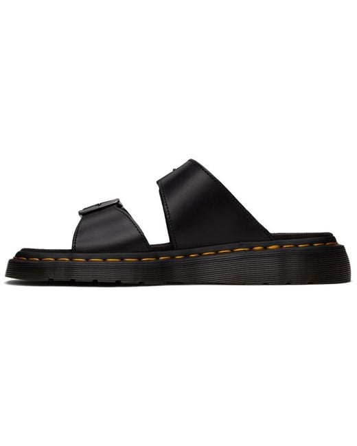 Dr. Martens Black Josef Leather Buckle Slide Sandals for men