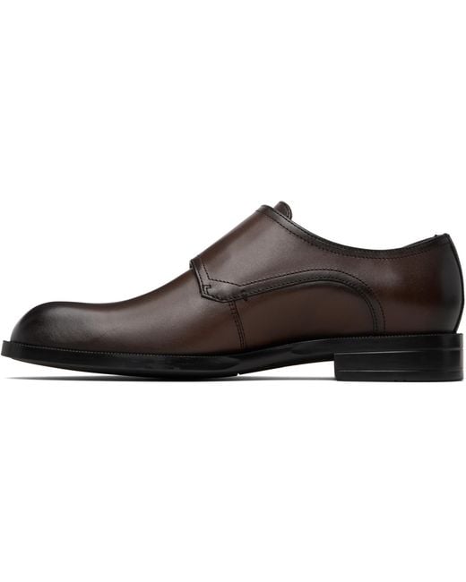 Boss Black Buffed Leather Monkstraps for men