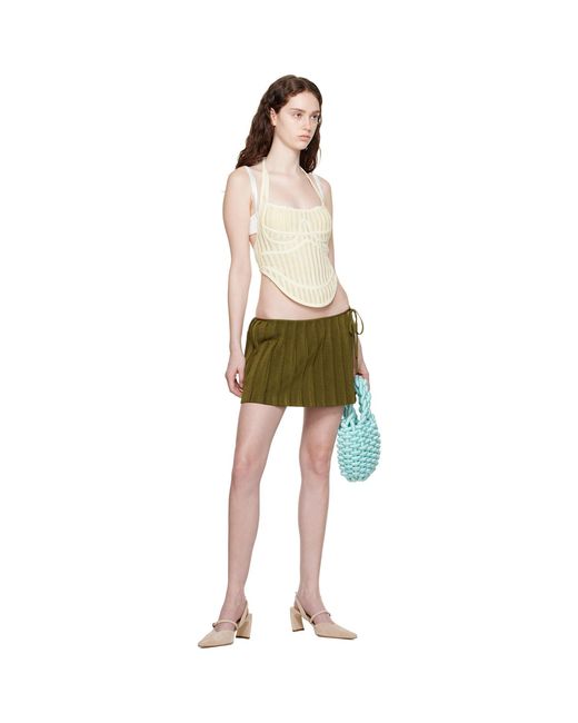 Isa Boulder Green Pleated Reversible Miniskirt