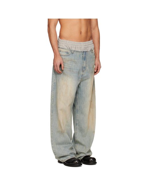 we11done Blue Layered Jeans for men