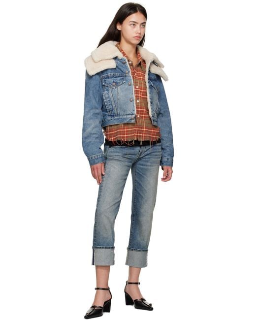 Blouson Camionneur Bleu À Col Étagé Et À Garnitures En Sherpa R13 en coloris Blue