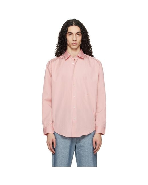 Boss Pink Relaxed-Fit Cotton Poplin Shirt for men