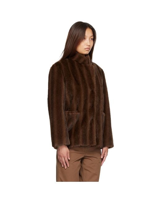 NOTHING WRITTEN Brown Misha Faux Fur Jacket