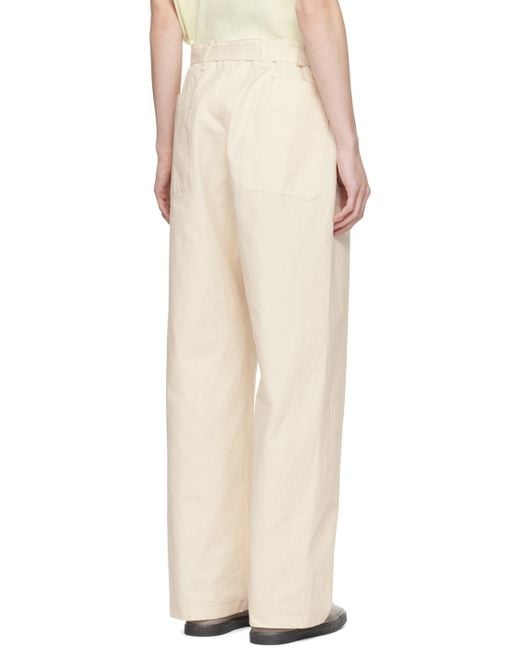 Lemaire Natural Off- Seamless Belted Trousers for men