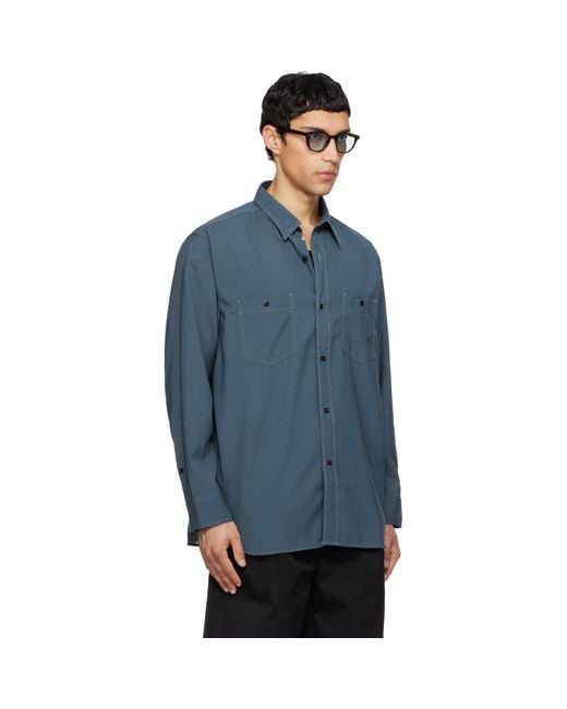 Nanamica Blue Polyester Wool Field Shirt for men