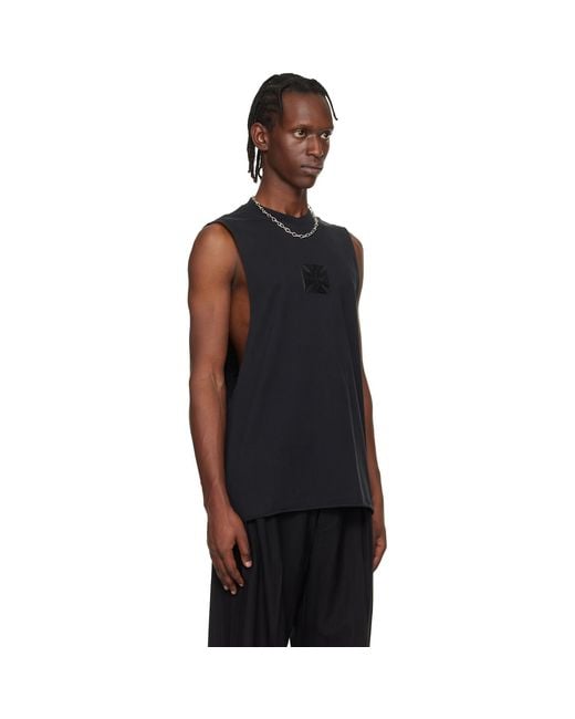 Vetements Black Biker Leather Cross Jersey Muscle Top for men