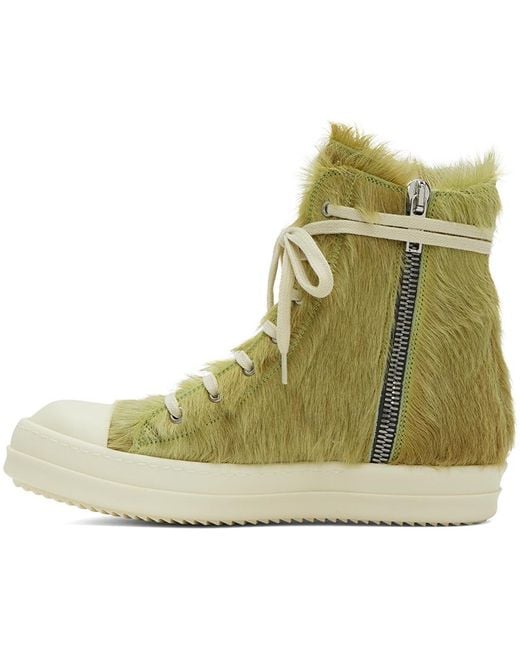 Rick Owens Green Leather Sneakers for men